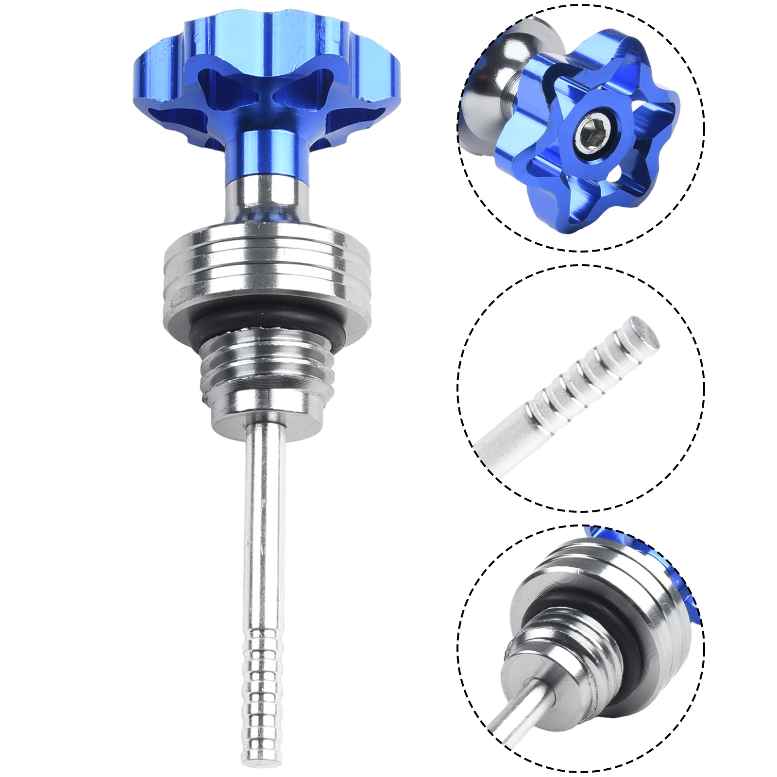 オートバイエンジンオイルレベルゲージ、オイルディップスティック、充填キャッププラグ、ボトムケースオイルレベルゲージ、赤、青、黒、金、銀、アルミニウム、スクーター、1個