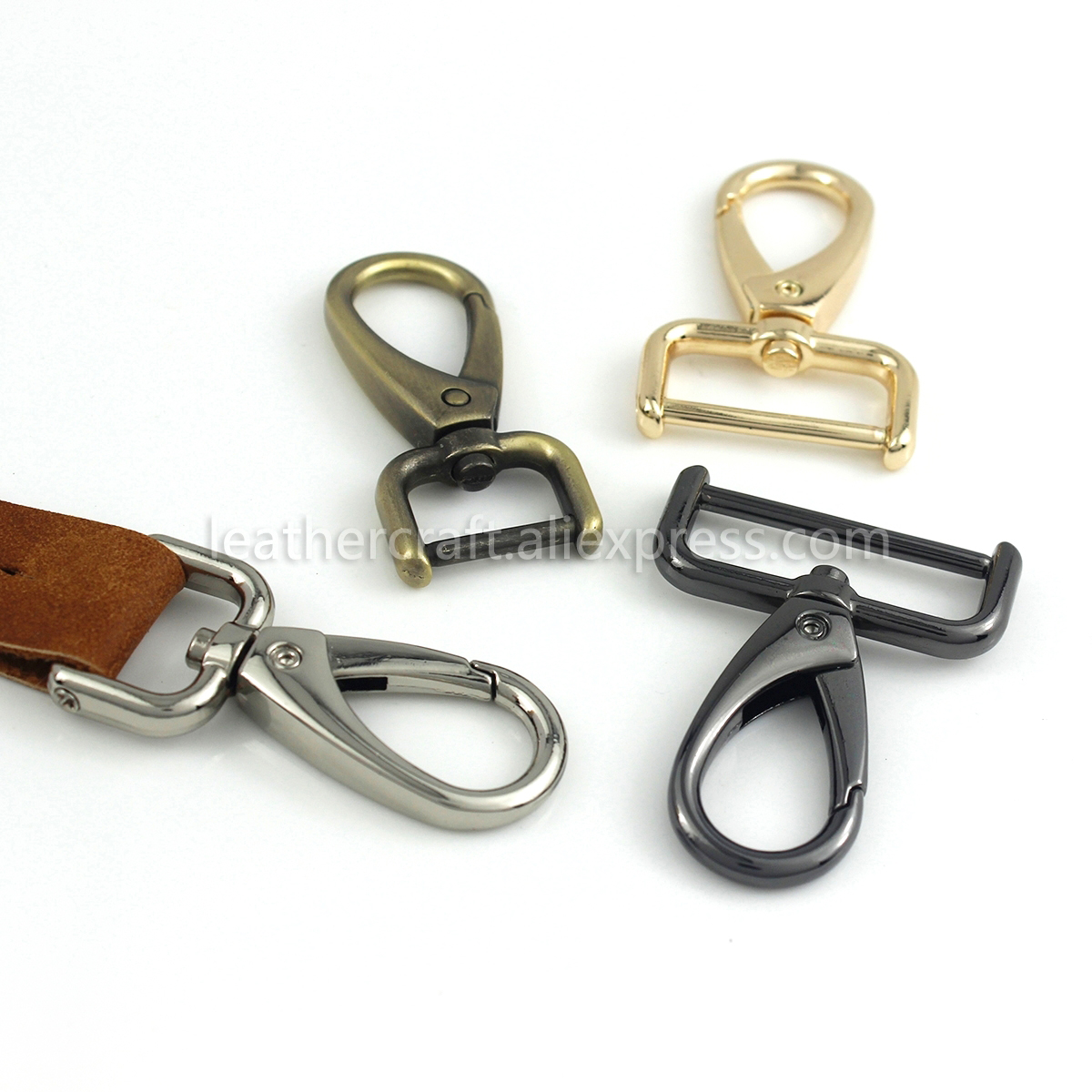 1 Chiếc Kim Loại Có Thể Tháo Rời Ốp Móc Kích Hoạt Kẹp Khóa Cho Dây Da/Dây Móc Khóa Webbing Thú Cưng Dây Xích Móc 5 kích Cỡ