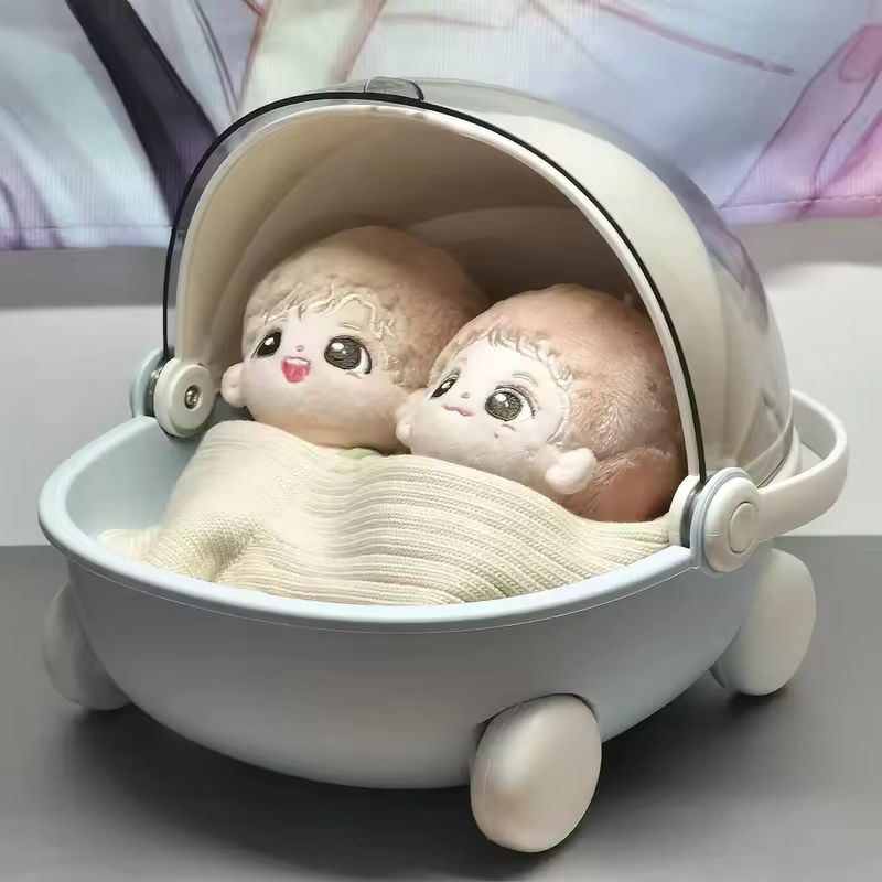 Em estoque labubu caixa de armazenamento de carrinho de bebê boneca decoração labubu módulo de espaço boneca berço de sono carrinho bonecas cama acessórios de móveis