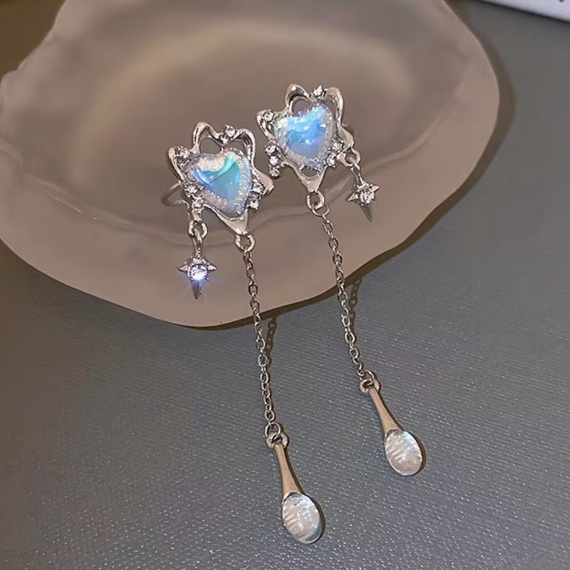 Opala moonstone em forma de coração irregular estrela pingente borla brincos feminino luz luxo goth jóias y2k