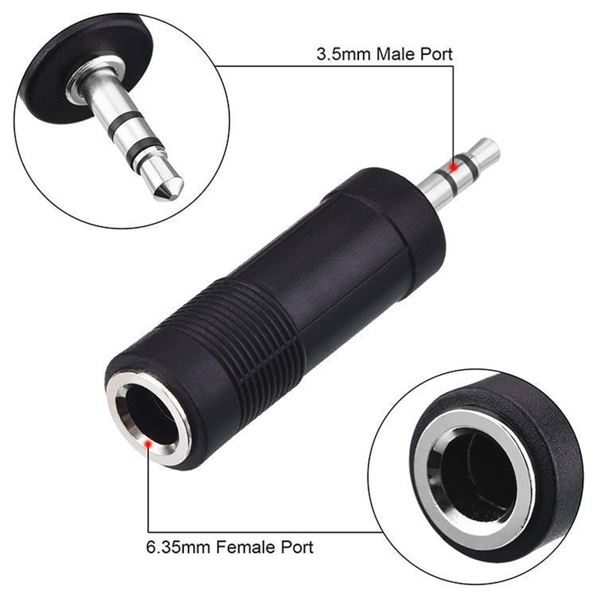 3,5 mm Buchse auf 6,35 mm Stecker Stereo-Kopfhörer-Audio-Adapter, Mikrofon-Anschluss für Pro-Audio-Anwendungen