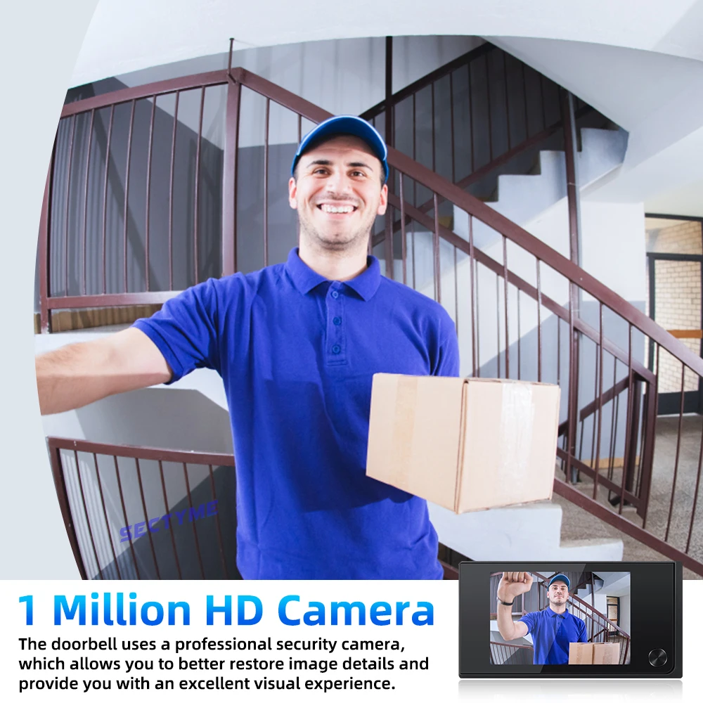 Smart Home Digital Campainha Cam, Peephole Viewer, Ângulo De 120 Graus