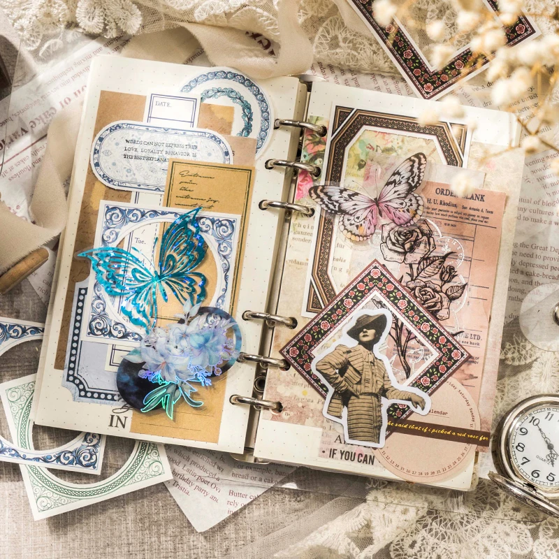 Yoofun 30Sheets Baroque Window Decorative Material Paper Collage Borders Background Paper Scrapbooking Diary Frame Label Planner