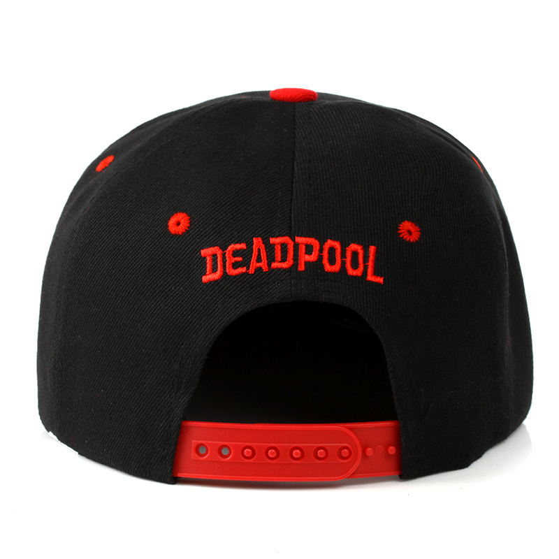 Anime Figur Deadpool Erwachsene Mode Stickerei Snapback Flache Krempe Hut Unisex Hip Hop Rot Schwarz Cartoon Einstellbare Baseball Kappe