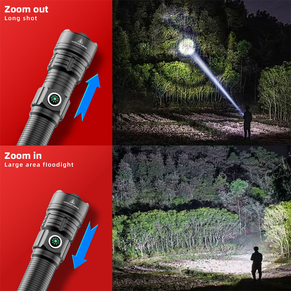 Lampe de poche ultra injuste aste par USB, super lampes de poche, torches, éclairages de nuit, LED Zoom Dullantern