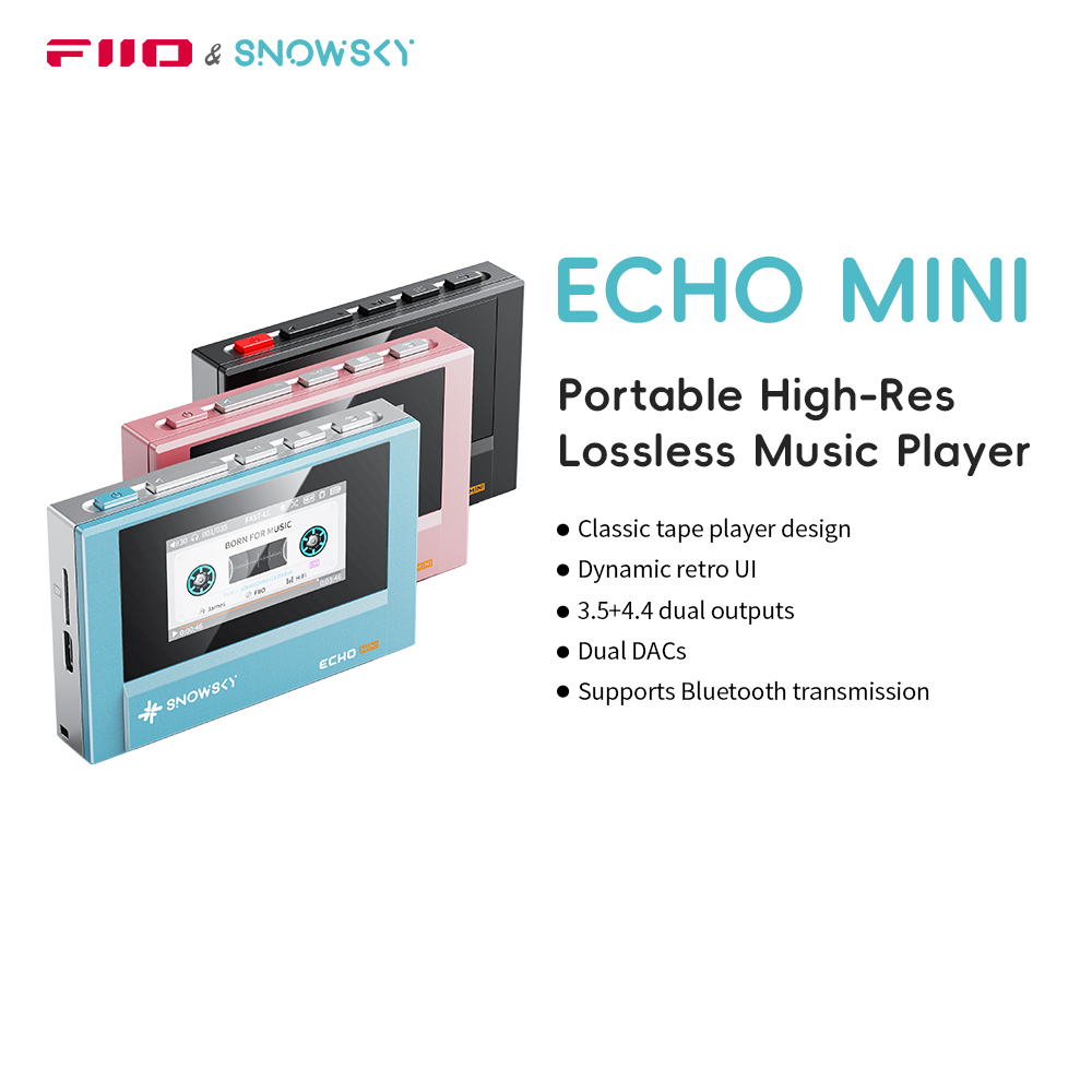 SnowSky/FiiO Echo Mini HiFi Bluetooth MP3 Pure Music Player, 15-часовое воспроизведение, выход для наушников 3,5 мм/4,4 мм