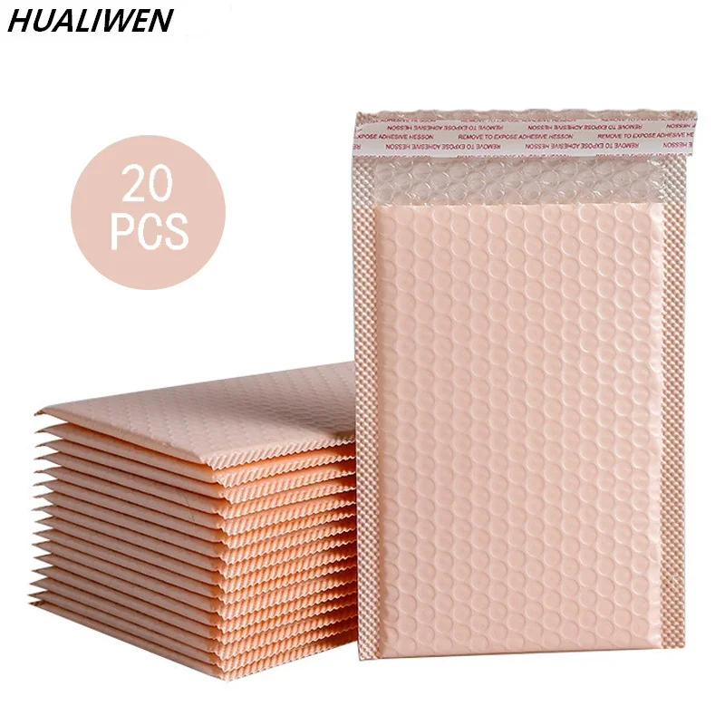 20 Stück rosa Poly-Luftpolsterumschläge, gepolsterte Umschläge, große, mit Luftpolsterfolie gefütterte Polymailer-Taschen für Versand, Verpackung, Maile, selbstklebend