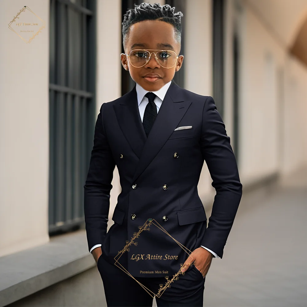 Traje clásico para niños, traje formal elegante ajustado con solapa de pico personalizado, vestido de esmoquin para niños de 2 a 16 años