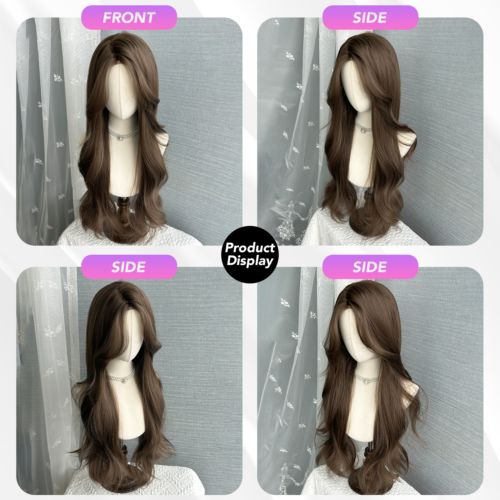 MEISU 26 インチレースフロントウィッグカーリーウェーブファイバー合成かつら耐熱非グレアナチュラルソフトコスプレかつら女性のための