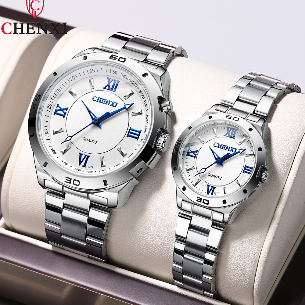 CHENXI Relojes para hombres de acero inoxidable de plata Relojes de pulsera de cuarzo Reloj de moda Mujeres informal negocios Pareja Reloj envío gratis