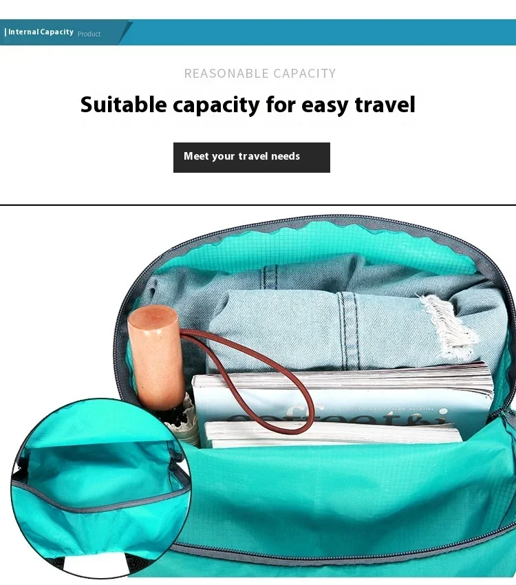 Ultralight พับกระเป๋าผู้ชายผู้หญิงกันน้ําปริมาณสูงแบบพกพากระเป๋าเป้สะพายหลังน้ําหนักเบากระเป๋าเดินทางกีฬากลางแจ้ง Daypack