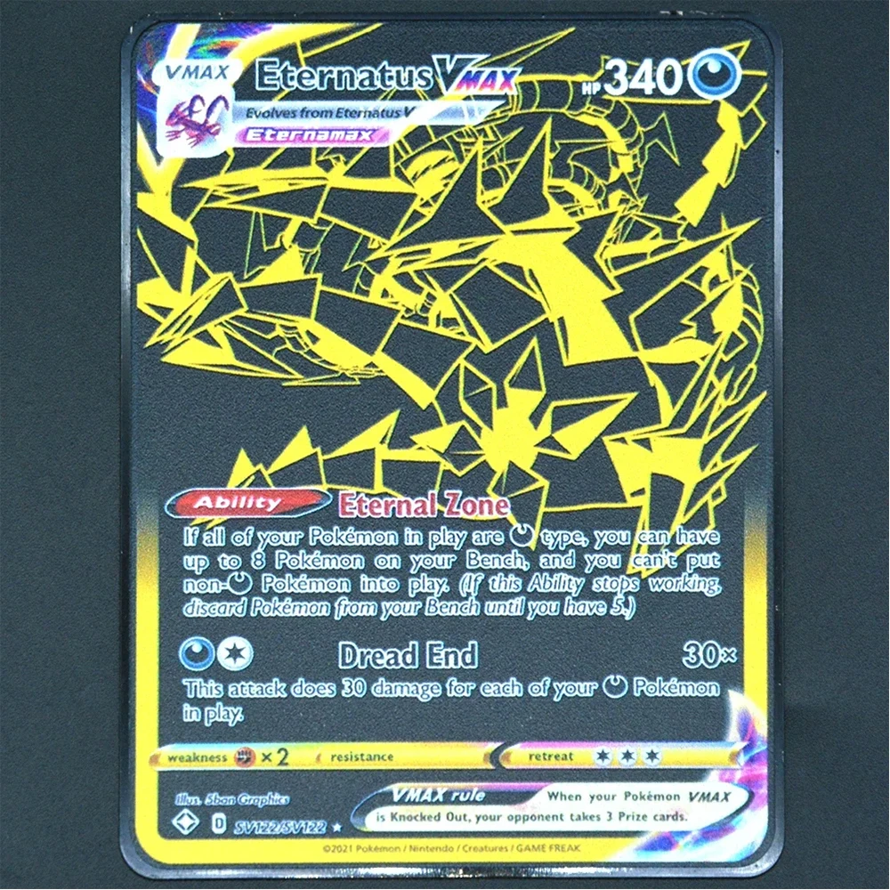 Pokemon 183200 Points High Mach Pikachu Charizard Mewtwo Gold Black English French Metal Card Vmax Mega GX Game Collection Card