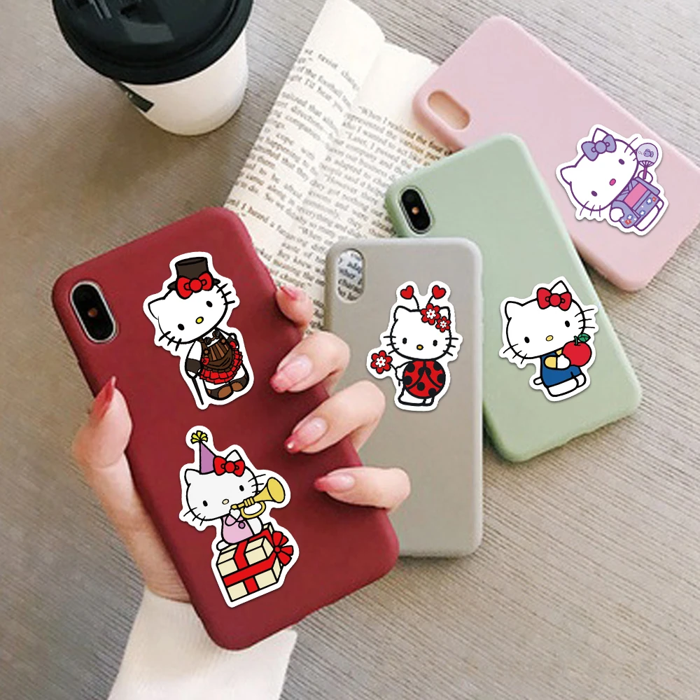 Sanrio kuromi adesivos kawaii olá kitty decalques à prova dwaterproof água para crianças meninas diy portátil telefone diário bonito dos desenhos animados sanrio adesivo