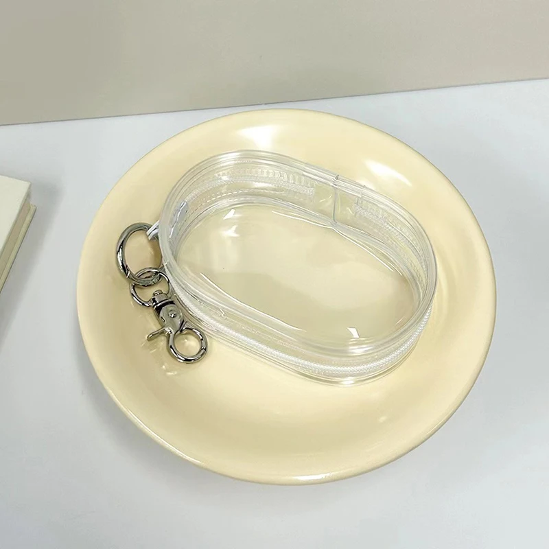 1 pçs organizador de jóias plástico transparente caixa de armazenamento bolsa caixa mistério com chaveiro bonito boneca saco organização caso à prova de poeira