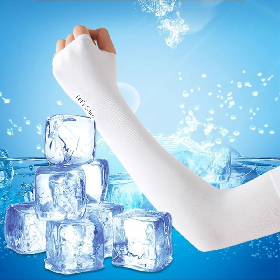 1 paio di maniche per le dita estive Ice Cool indossando gomito elastico alto primavera equitazione all'aperto pesca senza dita manicotto di seta ghiaccio personalizzato