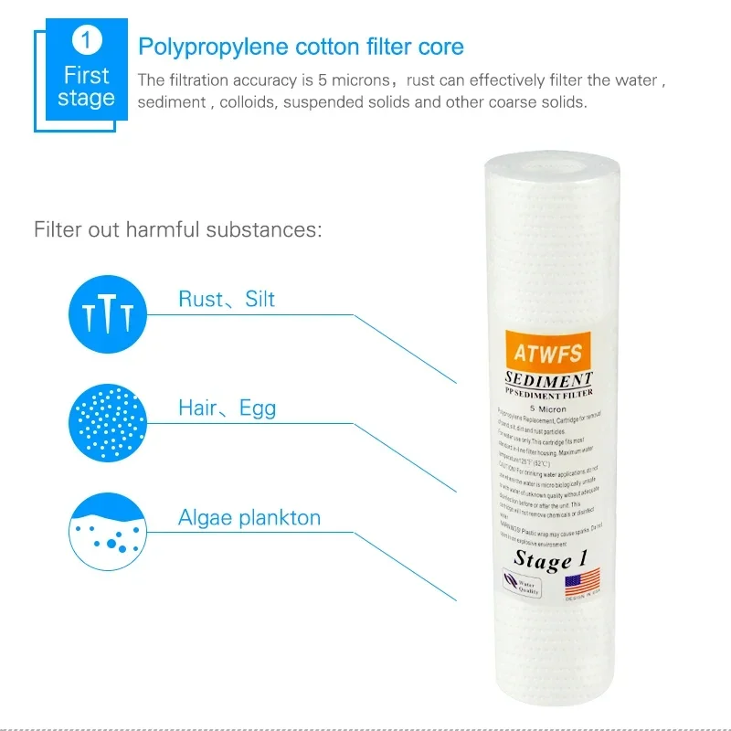 เครื่องกรองน้ํา 5 ไมครอน 4x10 "ppf กรองตะกอนตลับกรองน้ํา (4 ชิ้น) Aquarium pre-filters