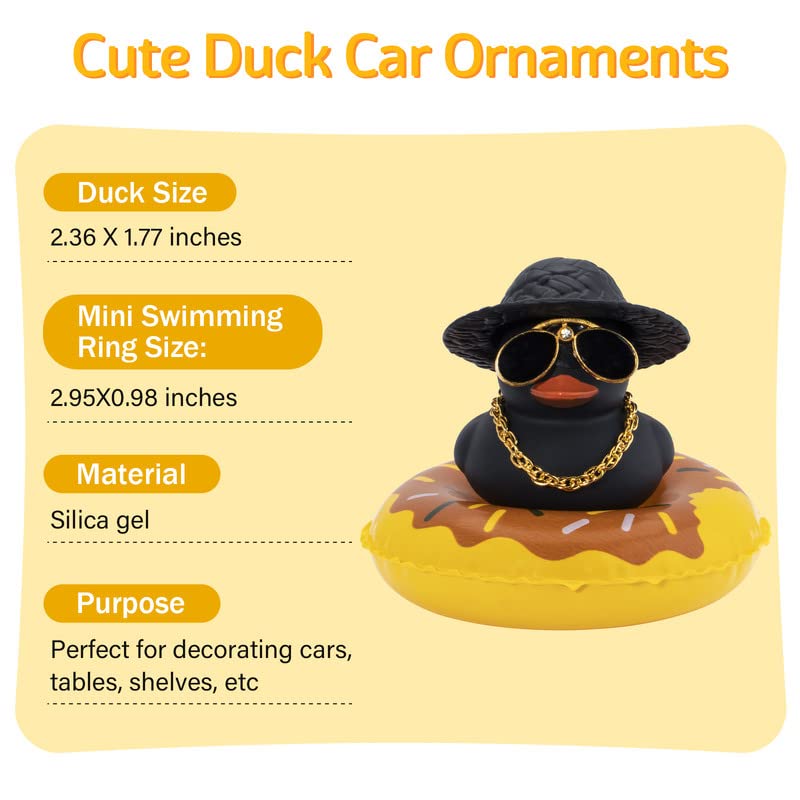 Car Duck Ornament Dashboard Decorations Rubber Duck Car for Car Dashboard Accessories with Swim Ring Jeep Duking