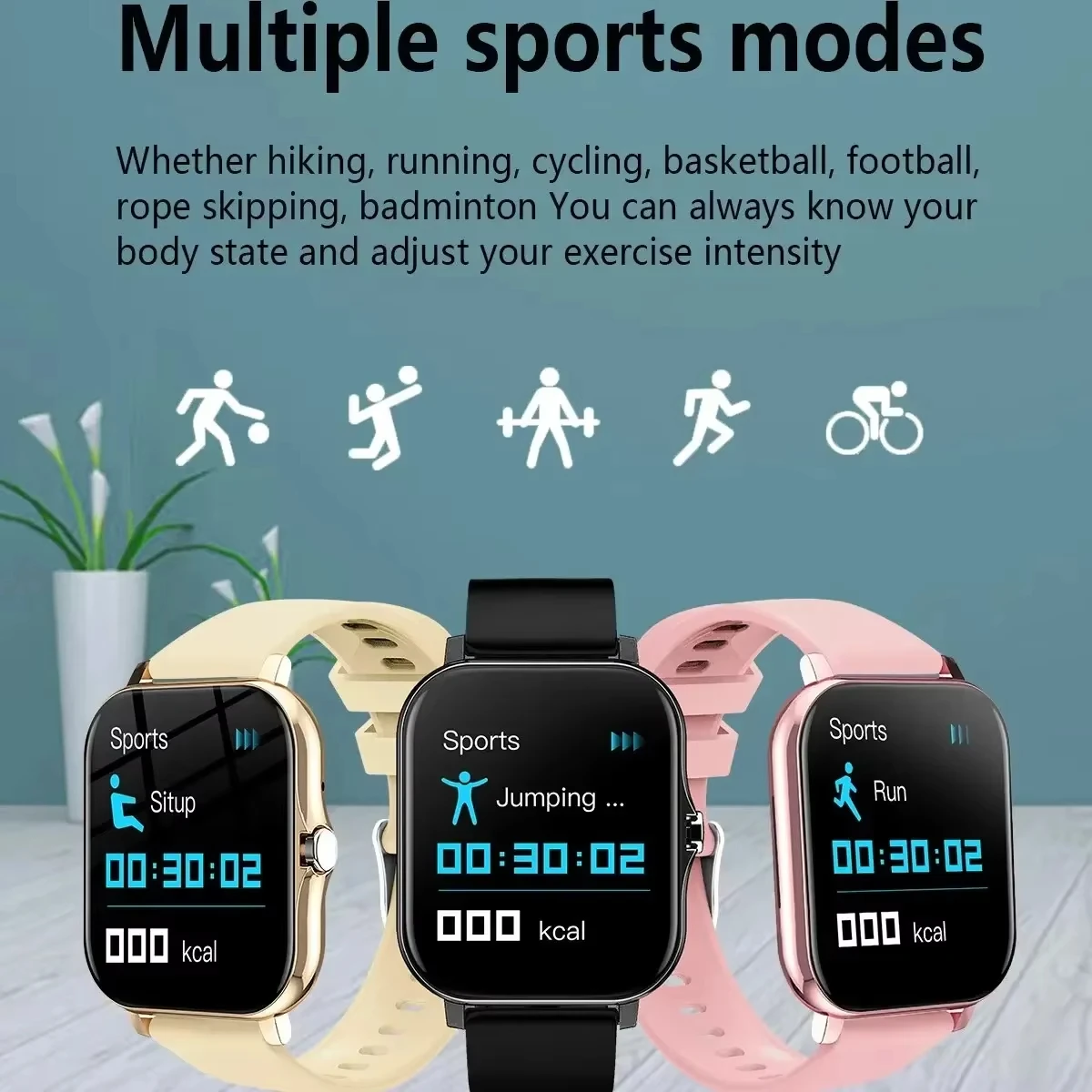 Xiaomi スマートウォッチ女性男性女性ギフトスポーツフィットネス腕時計心拍数モニター防水スマートウォッチ電話 Android IOS