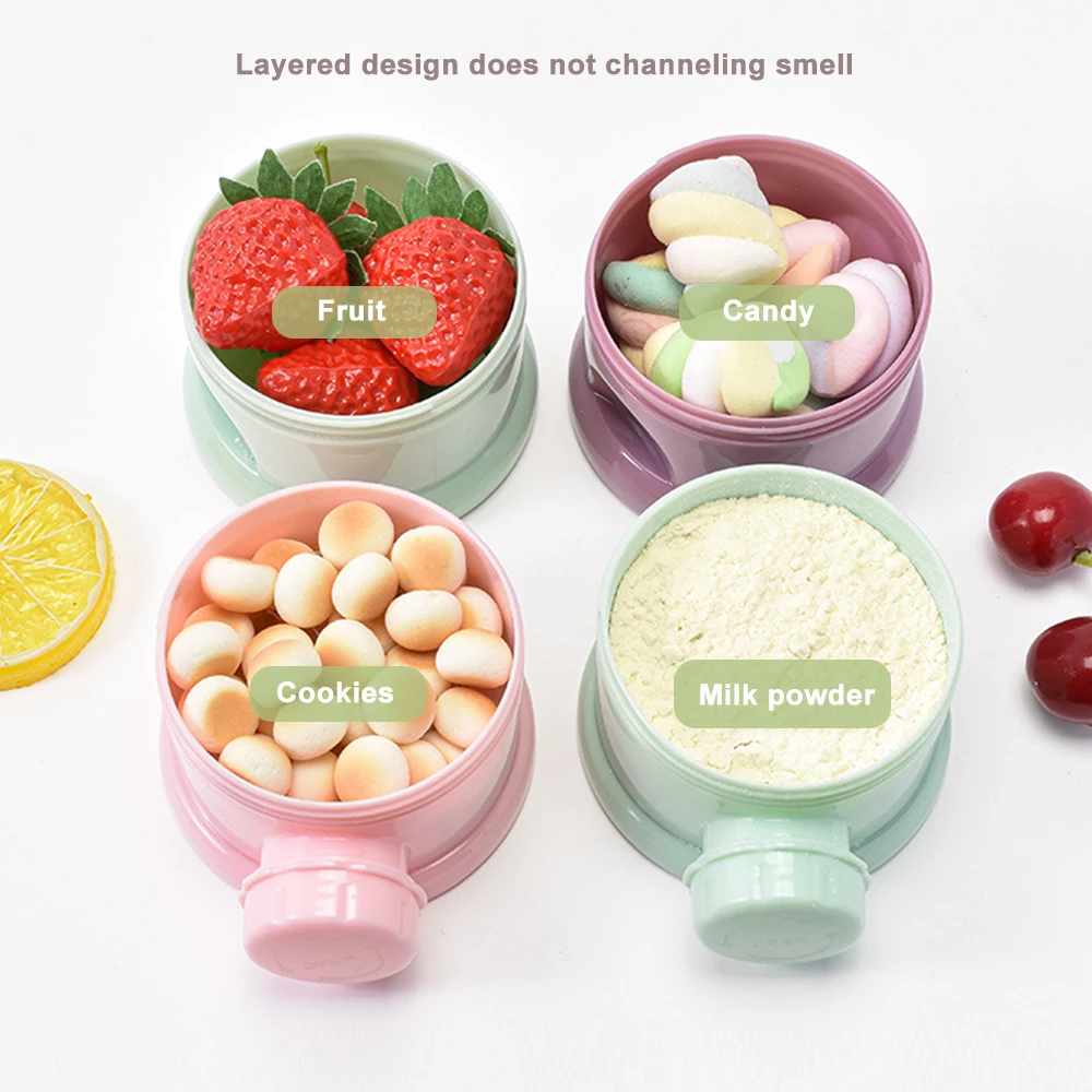 4 Laag Beer Stijl Draagbare Melkpoeder Doos Meerdere Openingen Granen Cartoon Baby Babyvoeding Opbergdoos Waggel Snack Container