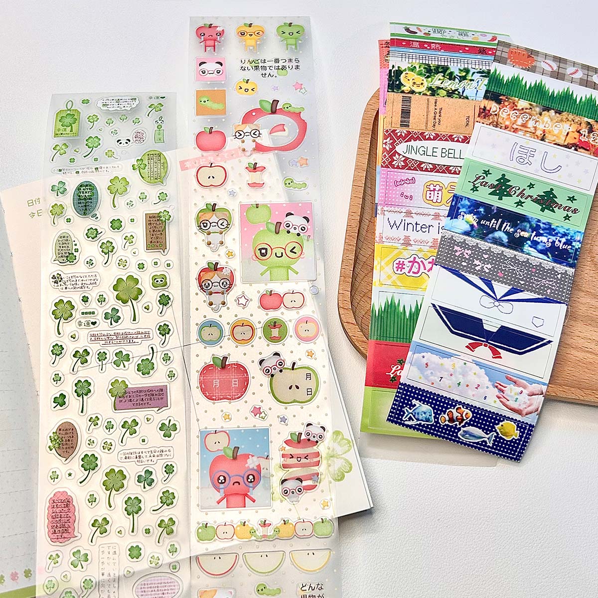 네 잎 클로버 빈티지 애완 동물 스티커 테이프 스크랩북을위한 데코 스티커 Diy 예술 공예 앨범을위한 귀여운 Washi 테이프