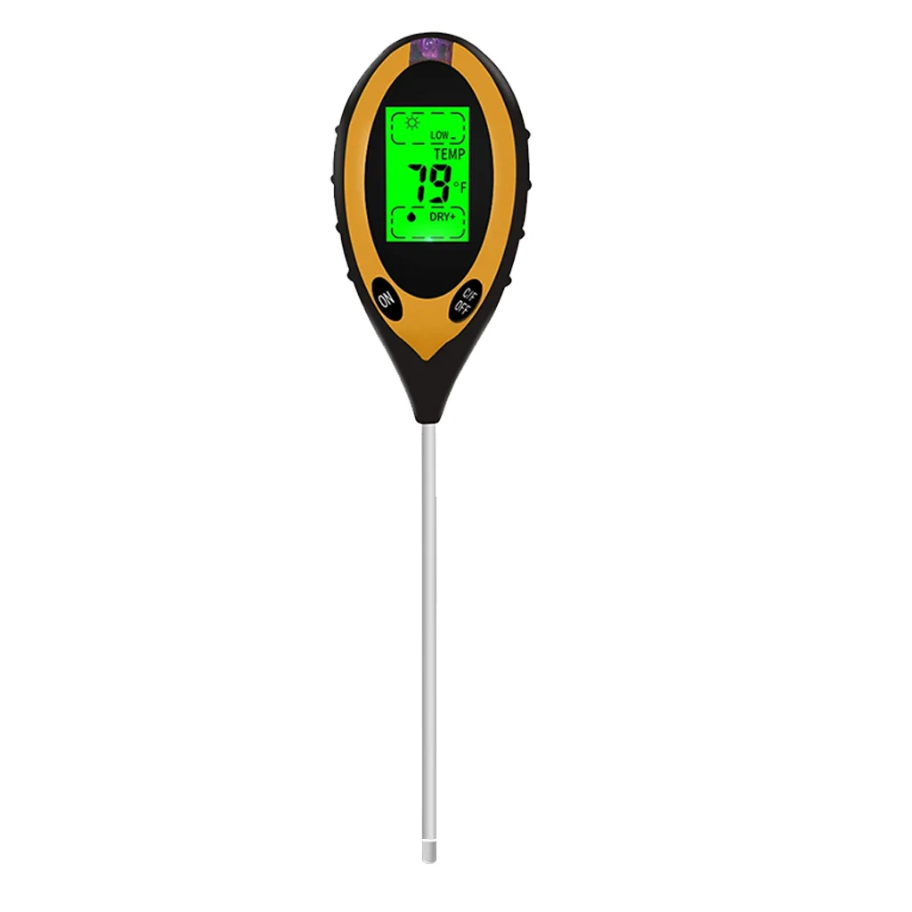 Kỹ Thuật Số 4 Trong 1 Độ PH Đất Đồng Hồ Đo Độ Ẩm Theo Dõi Nhiệt Độ Ánh Sáng Mặt Trời Bút Thử Cho Làm Vườn Thực Vật Nuôi Với Blacklight