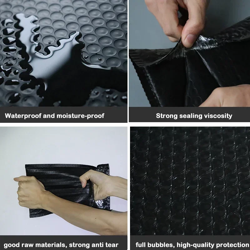 20PCS Bubble Mailers POLY Bubble Mailer Self Seal เบาะซองของขวัญกระเป๋าสีดําบรรจุภัณฑ์ซองจดหมายสําหรับหนังสือขนาดใหญ่ขนาด