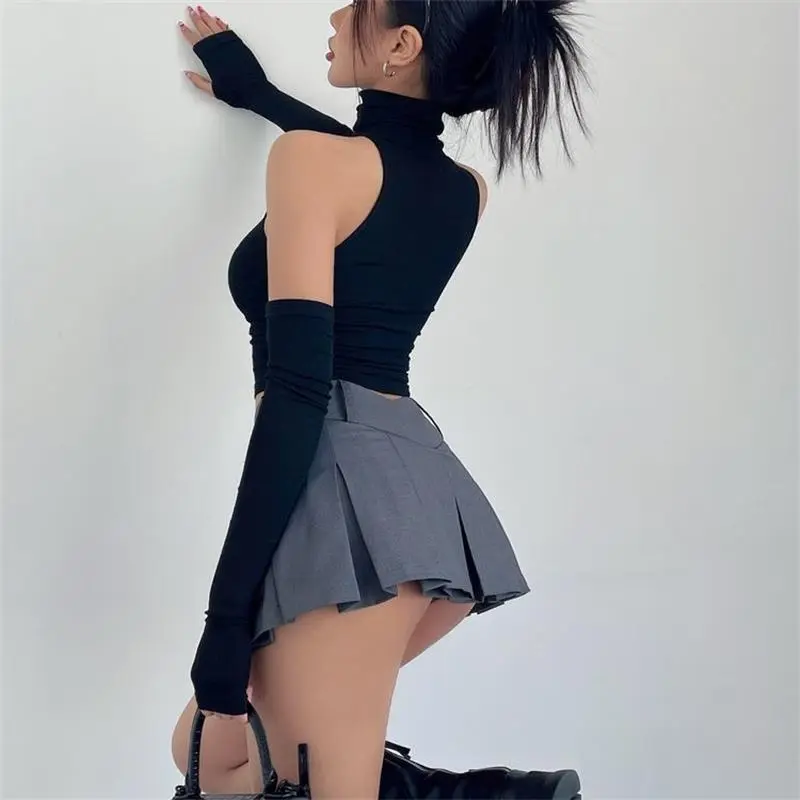 女性用Y2Kショートトップ,長袖,セクシー,タートルネック,タンクトップ,スリムフィット,ショートTシャツ,スリム,ストリートウェア,新しいコレクション2022
