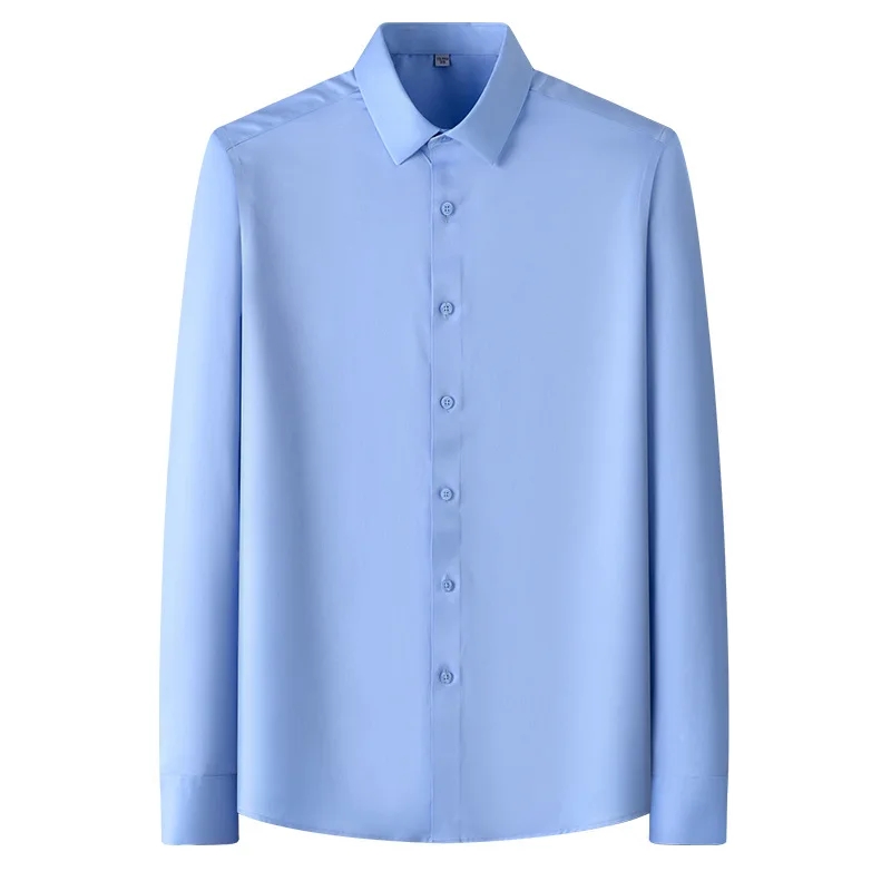 Nuove camicie da uomo antirughe Camicie eleganti a maniche lunghe per camicia slim fit Camicetta da lavoro sociale Camicia da ufficio bianca S-6XL