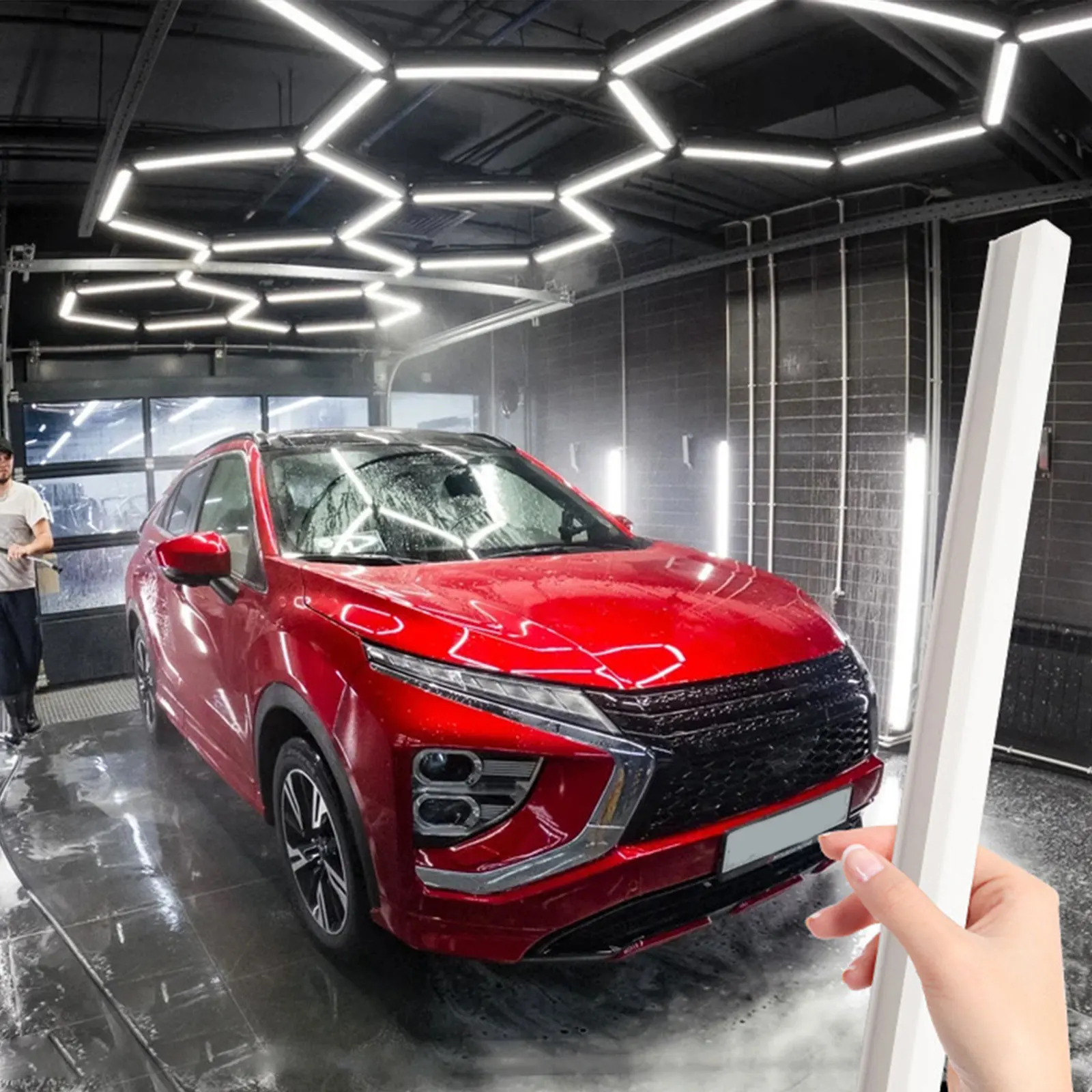 Favo de mel conduziu a luz da garagem hexágono conduziu a lâmpada conduziu a iluminação de teto do tubo para oficina de reparo da carroceria do carro automóvel personalizado