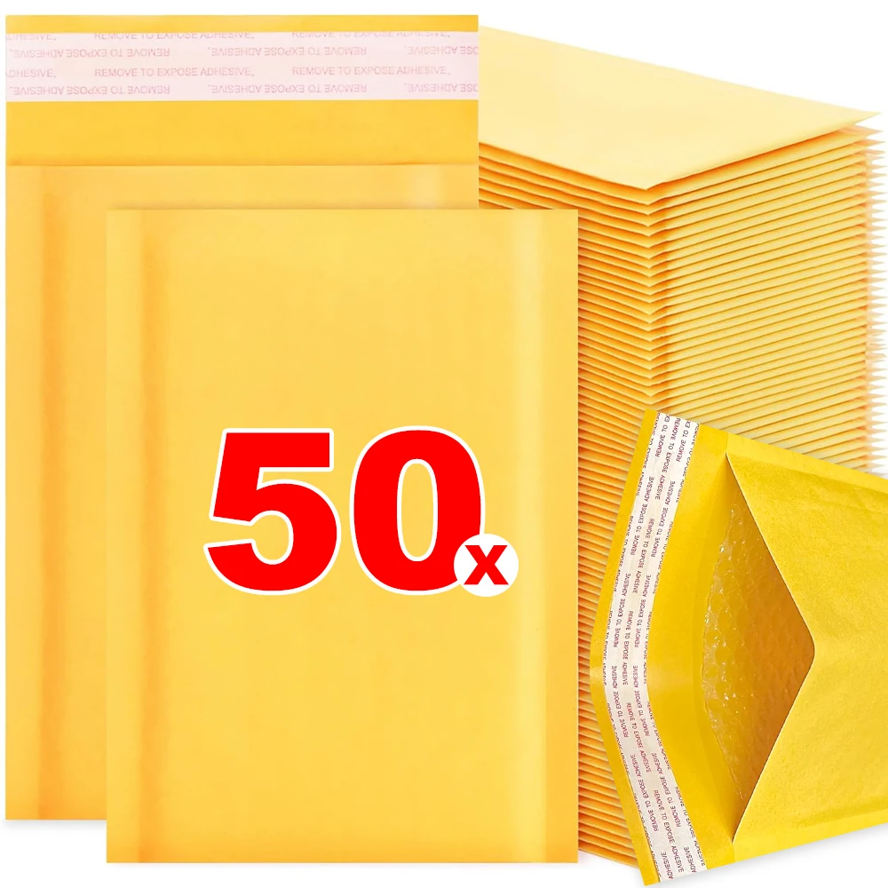Kraft auto-vedação sacos de envio de correio kraft bolha mailers multifuncional grosso materiais de embalagem amarelo envelopes acolchoados saco