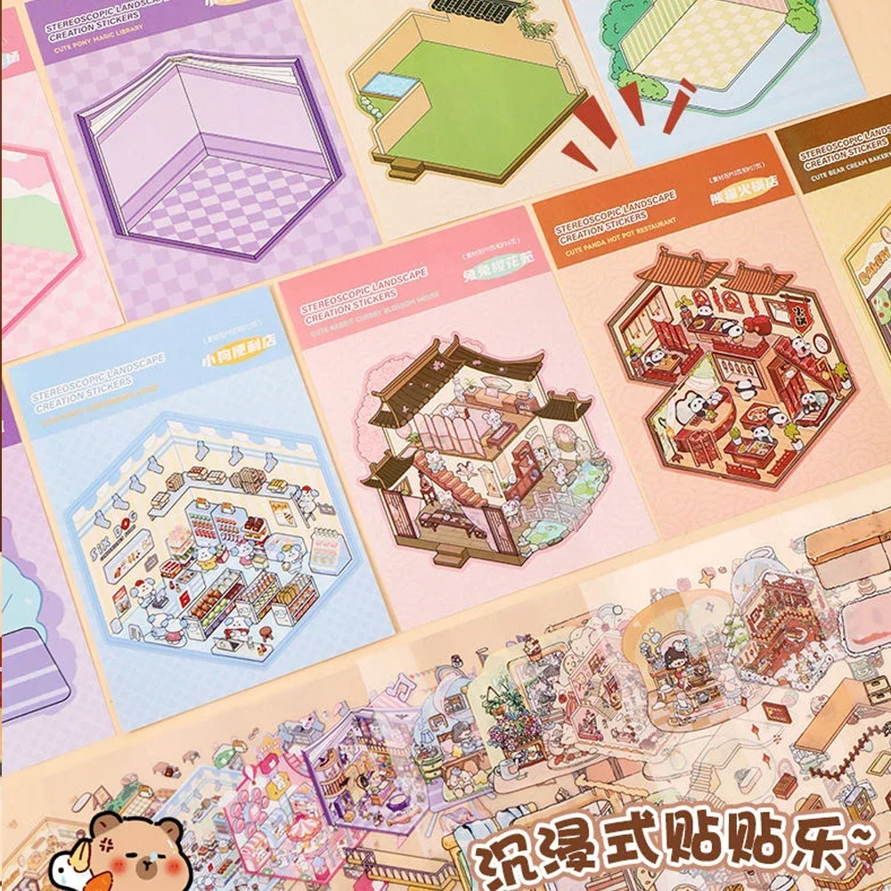 20Pcs 20in1 3D Landschaft Aufkleber Sammlung Buch Album Cartoon Szene DIY Spielzeug Spiel Festival Geburtstag Geschenk für Kind Mädchen kind