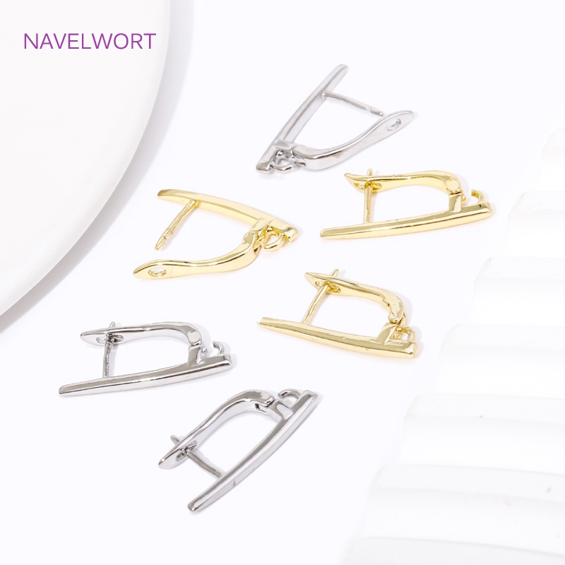 DIY ต่างหูทําอุปกรณ์เสริม 18K Gold Plated Smooth ตะขอต่างหู Clasps ทองเหลืองโลหะหูตะขอลวด,เครื่องประดับทําอุปกรณ์