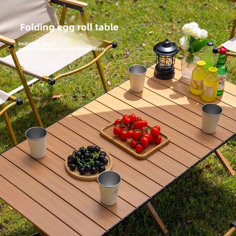 Folding Table and Chair Set, Portable Outdoor Picnic Equipment, Egg Roll Table, Wear-resistant, Waterproof and Scratch-resistant
