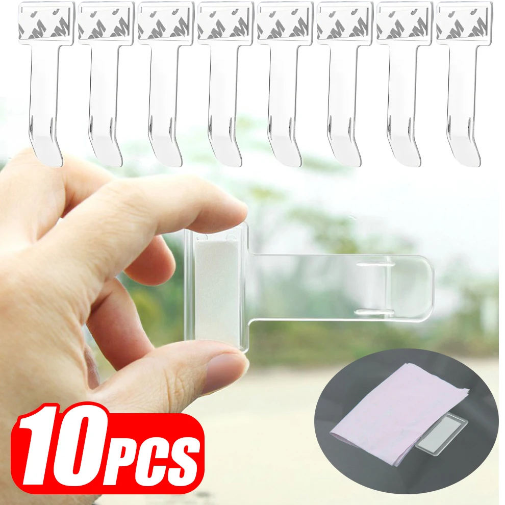 Clip de sujeción para billetes de estacionamiento de coche, soporte para tarjetas de permiso, ventana de coche, parabrisas, Clip de sujeción de vidrio, pegatinas, accesorios