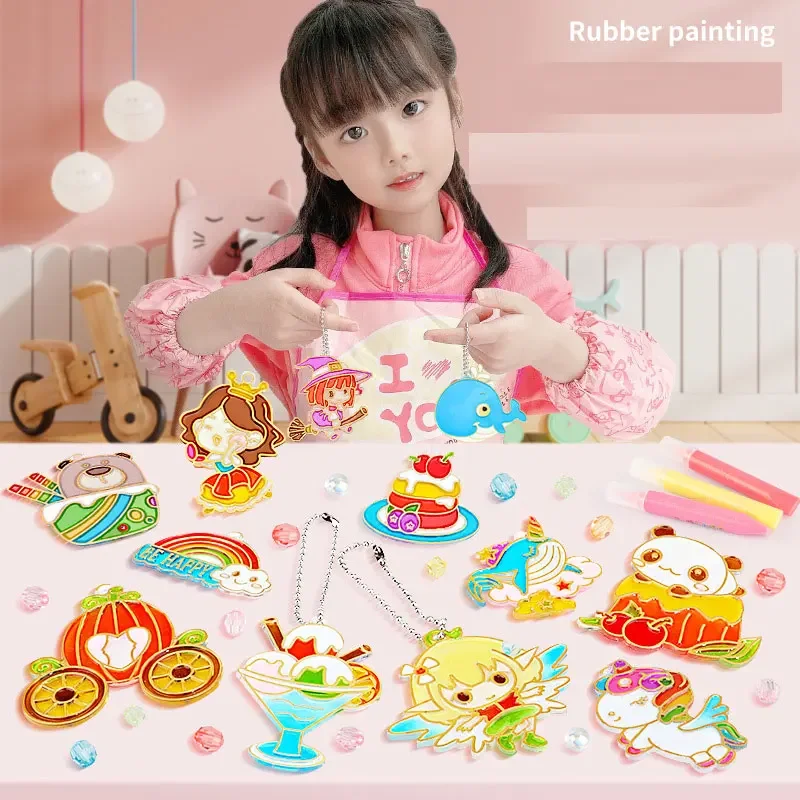 Kinder DIY handgemachte Kristall Kleber Malerei luftgetrocknete Spielzeug Set Mädchen Graffiti Färbung Geschenk No-Bake pädagogische Kunst Kits Armband