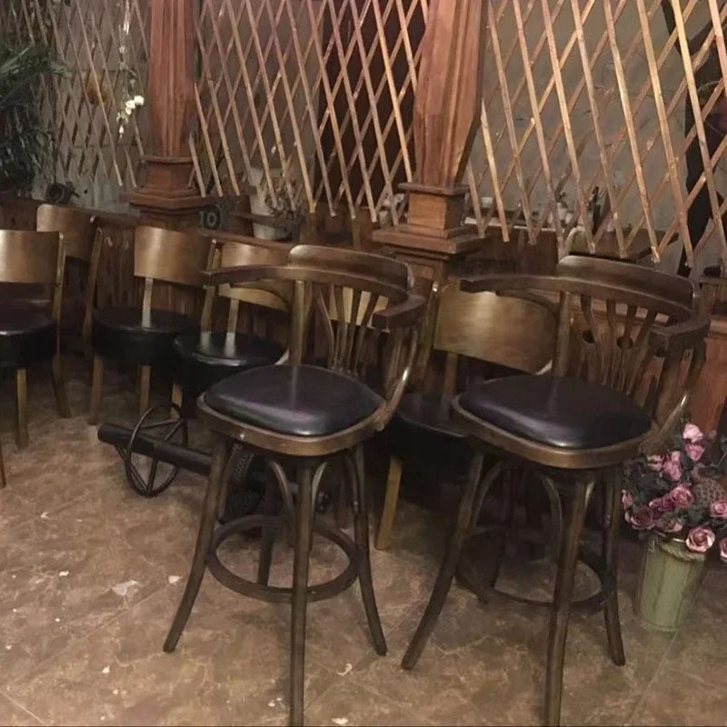 Sillas de Bar de madera maciza Retro americana, taburetes altos para el hogar, restaurante creativo, sillones giratorios simples transparentes, muebles de Bar