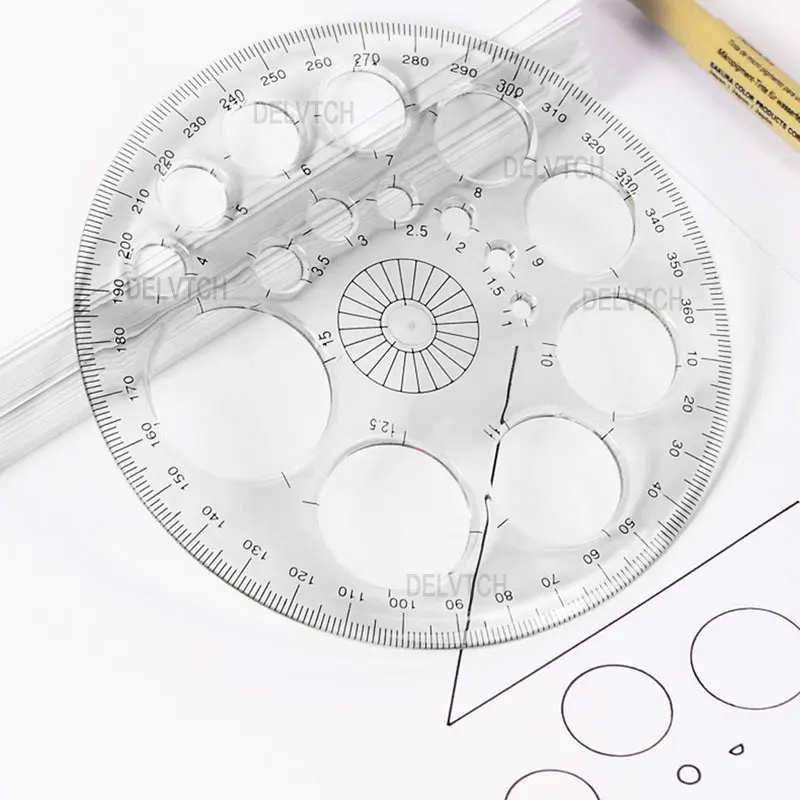 360 Degree Full Circle Instrument Protractor Ruler Drawing Template Measuring Tool For Math Architectural Drafting Art Design