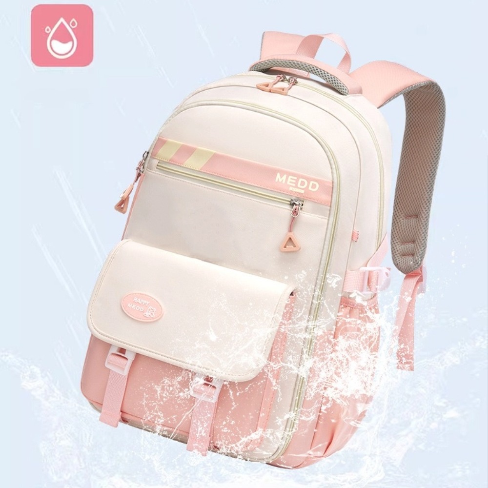 Large Capacity School Bag Waterproof Stress Relief Shoulder Backpack Lightweight Double Strap Bag Junior And High School Girls