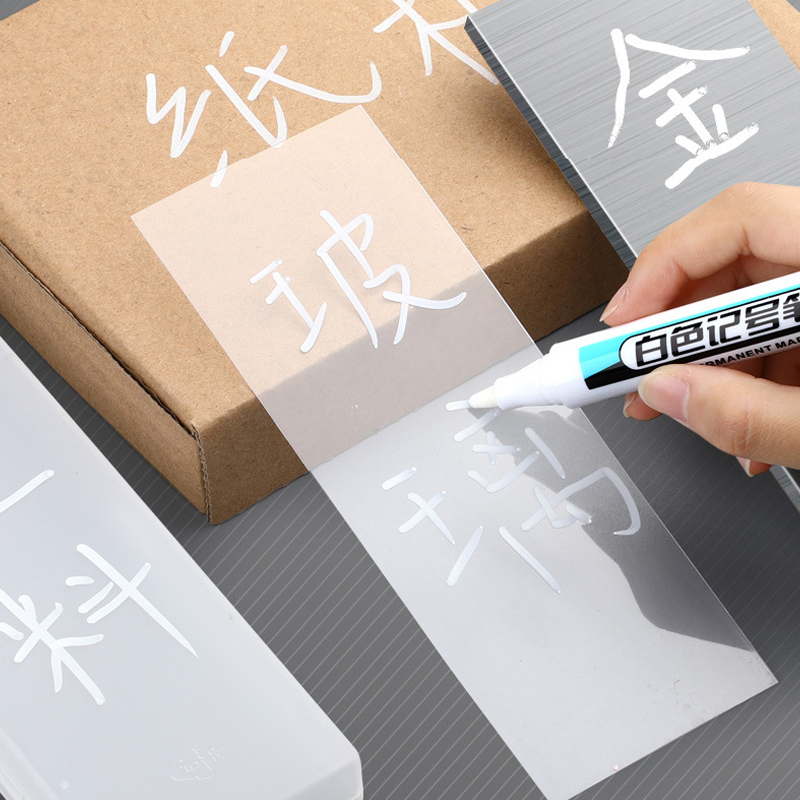 White Marker Oily Fine Tip Courier Waterproof Non-Fading Advertising Greeting Card Tire Glass Highlighter Pen Can Not Be Erased
