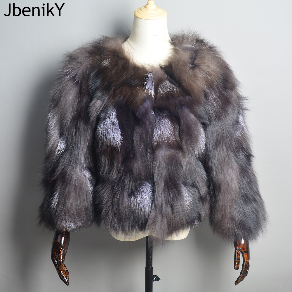 Hot Koop Vrouwen Echte Silver Fox Fur Jassen Winter Warm Natural Fox Fur Jassen Russische Lady Korte Stijl Echt Vos bont Outerwears