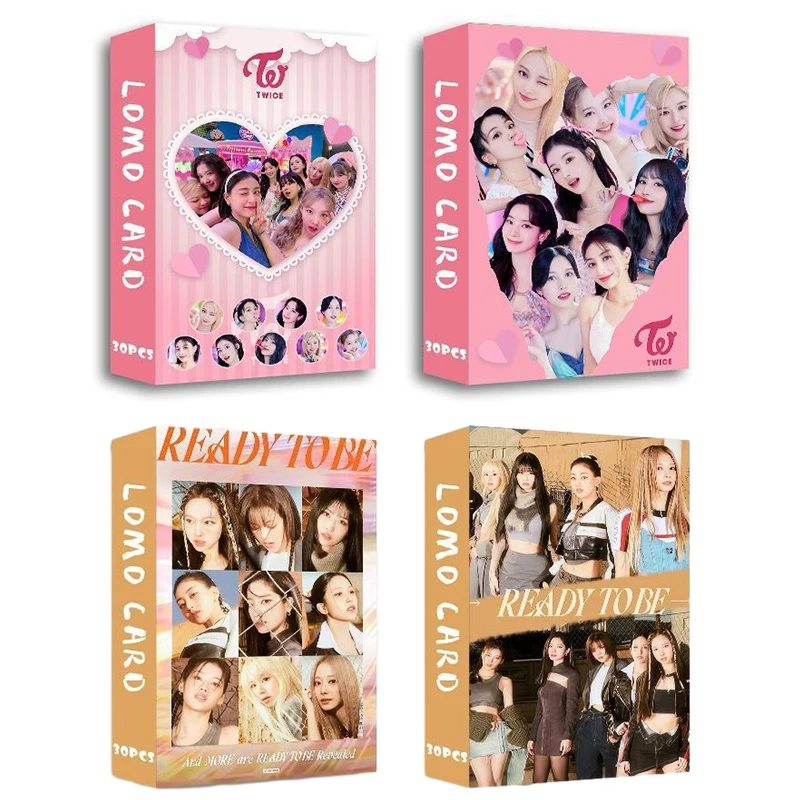 30 unids/caja Kpop dos veces nuevo Ablum entre 1 y 2 tarjetas fotográficas Lomo tarjeta de impresión de doble cara tarjetas fotográficas para colección de Fans papelería
