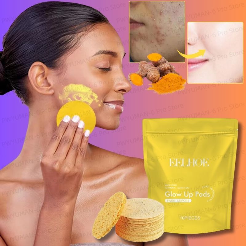 Almohadillas de limpieza de Ácido Kójico de cúrcuma, esponjas faciales, elimina la suciedad, exfoliante, limpieza diaria, cuidado de la piel