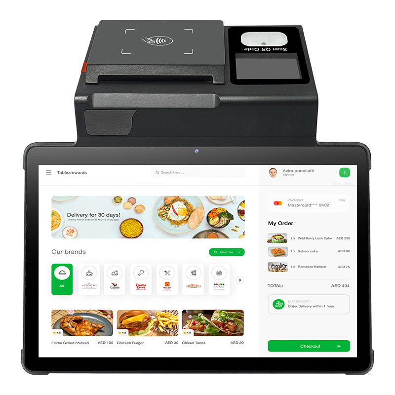 Función Munti, Terminal POS Android 12 de 11 pulgadas con impresora de 80mm, POS de escritorio Loyverse, conexión 4G, WIFI, BT, caja registradora 2D