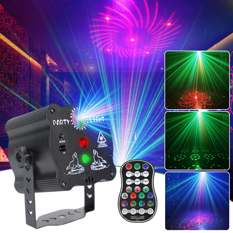 ALIEN Akumulatorowe światło DJ Disco Aktywowane dźwiękiem RGB LED Stroboskopowy projektor laserowy do tańca Urodziny Wesele Bar Xmas