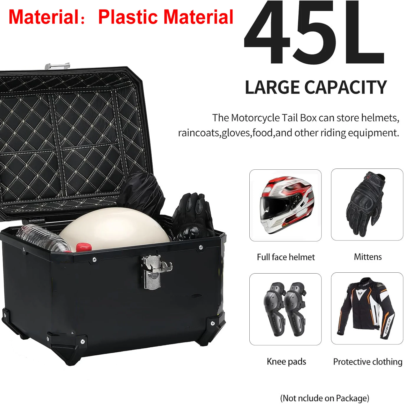 45L 57L Uniwersalny plastikowy bagażnik motocyklowy Top Case Zamykany bagażnik na kask Wodoodporny bagażnik amortyzujący