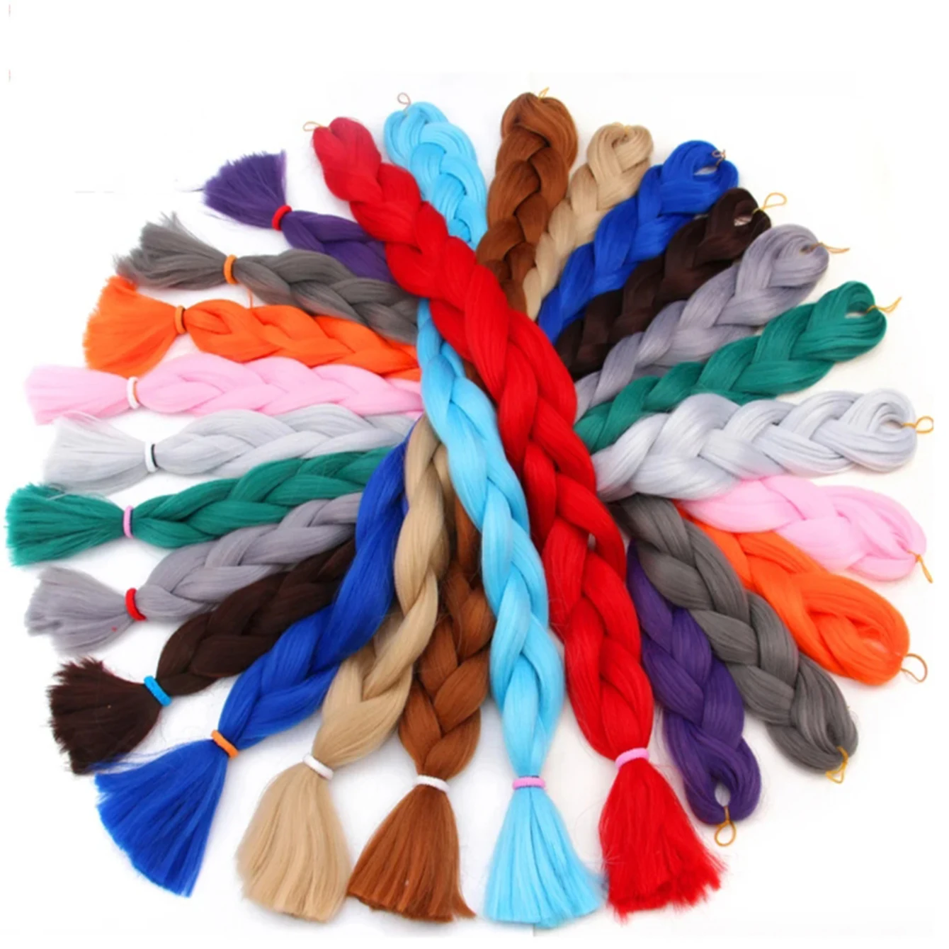 合成ジャンボ編み毛オンブルレインボーヘアエクステンション DIY ジャンボヘアボックス三つ編みヘアピース