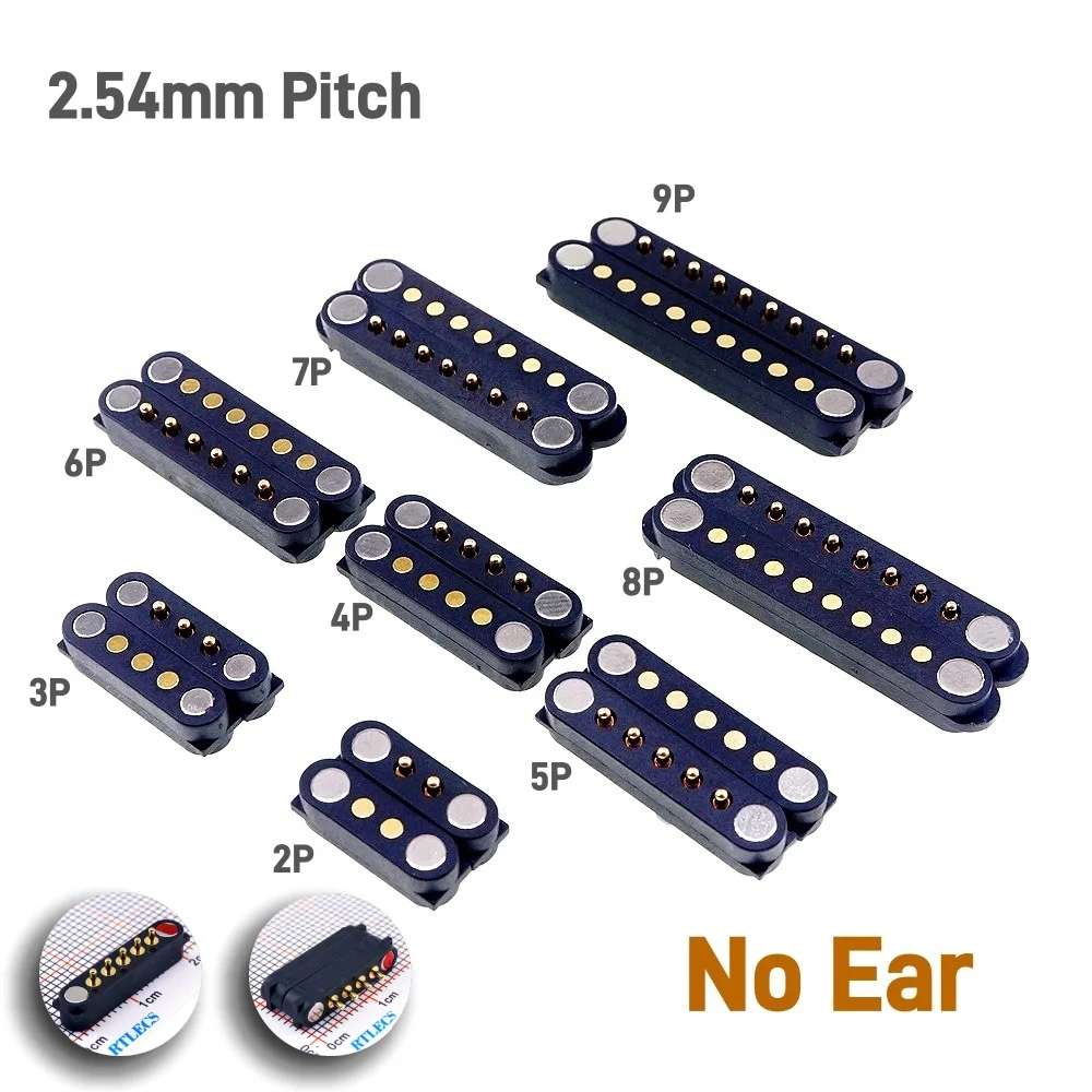 1/3/5 pares de resorte macho hembra 2,54 MM paso 2P 3 4 5 6 7 8 9 agujeros pasantes PCB BTB conector 2A DC Pin Pogo magnético