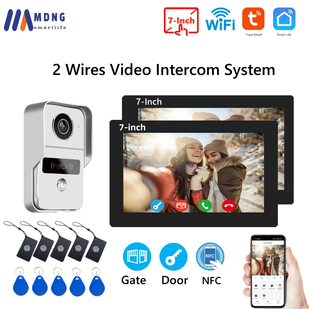 1080P Tuya Smart WIFI Deurbel Camera Appartement Video-intercom 2 Draden 7/10 Inch Draadloze WIFI Video Deurtelefoon 5-in-1 Ontgrendelen