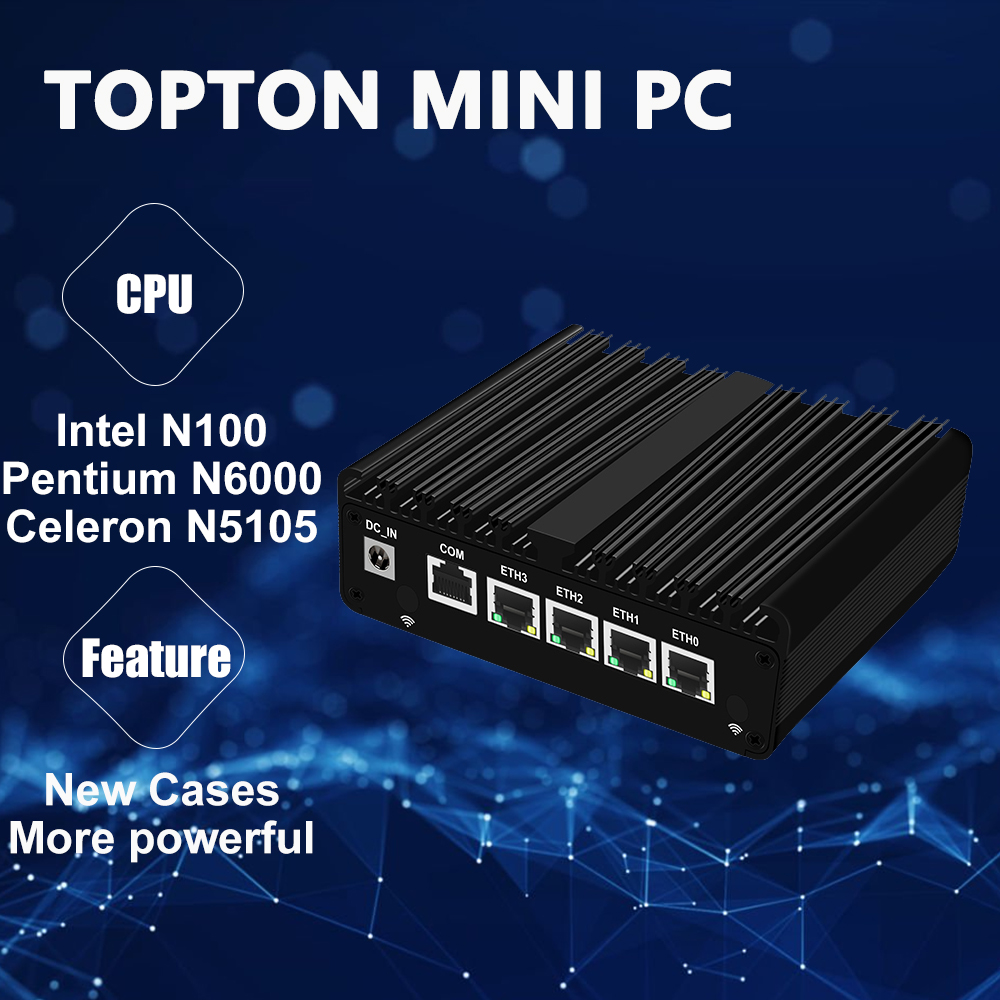 12th Gen Intel N150 Mini PC Firewall Router 4 LAN i226-V 2.5G N6000 N5105 J4125 NVMe Fanless มินิคอมพิวเตอร์ Proxmox pfSense กล่อง