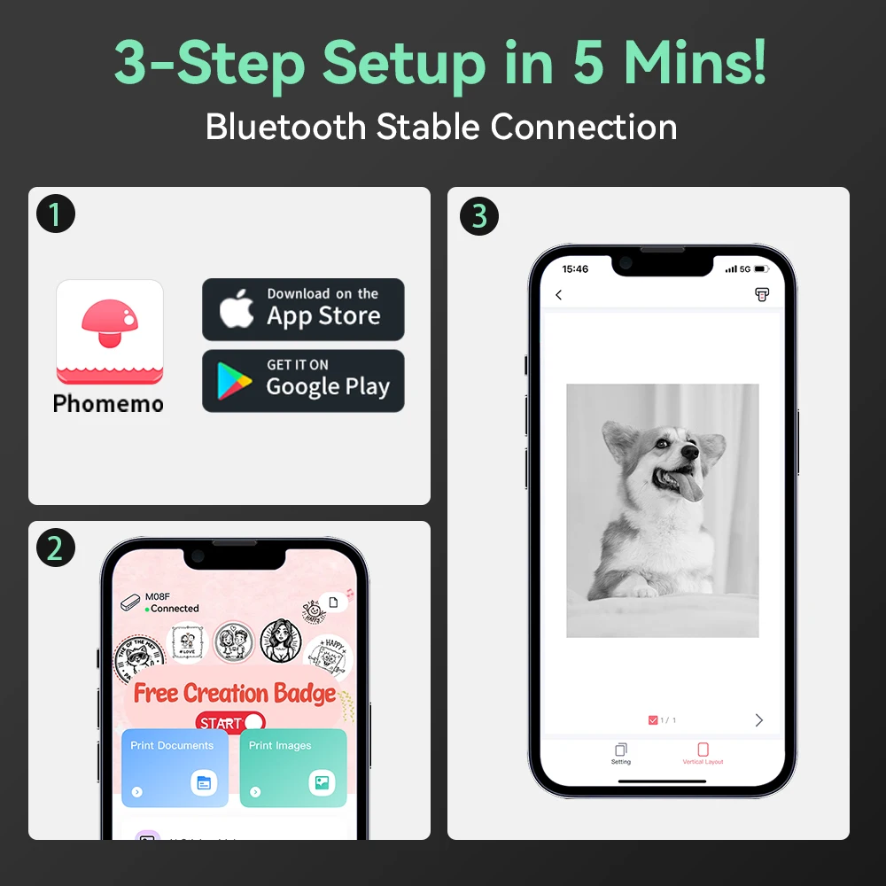 Phomemo-Sem Fio Tatuagem Transferência Stencil Impressora, Máquina Copiadora Térmica, Compatível com Smartphone e PC, M08F